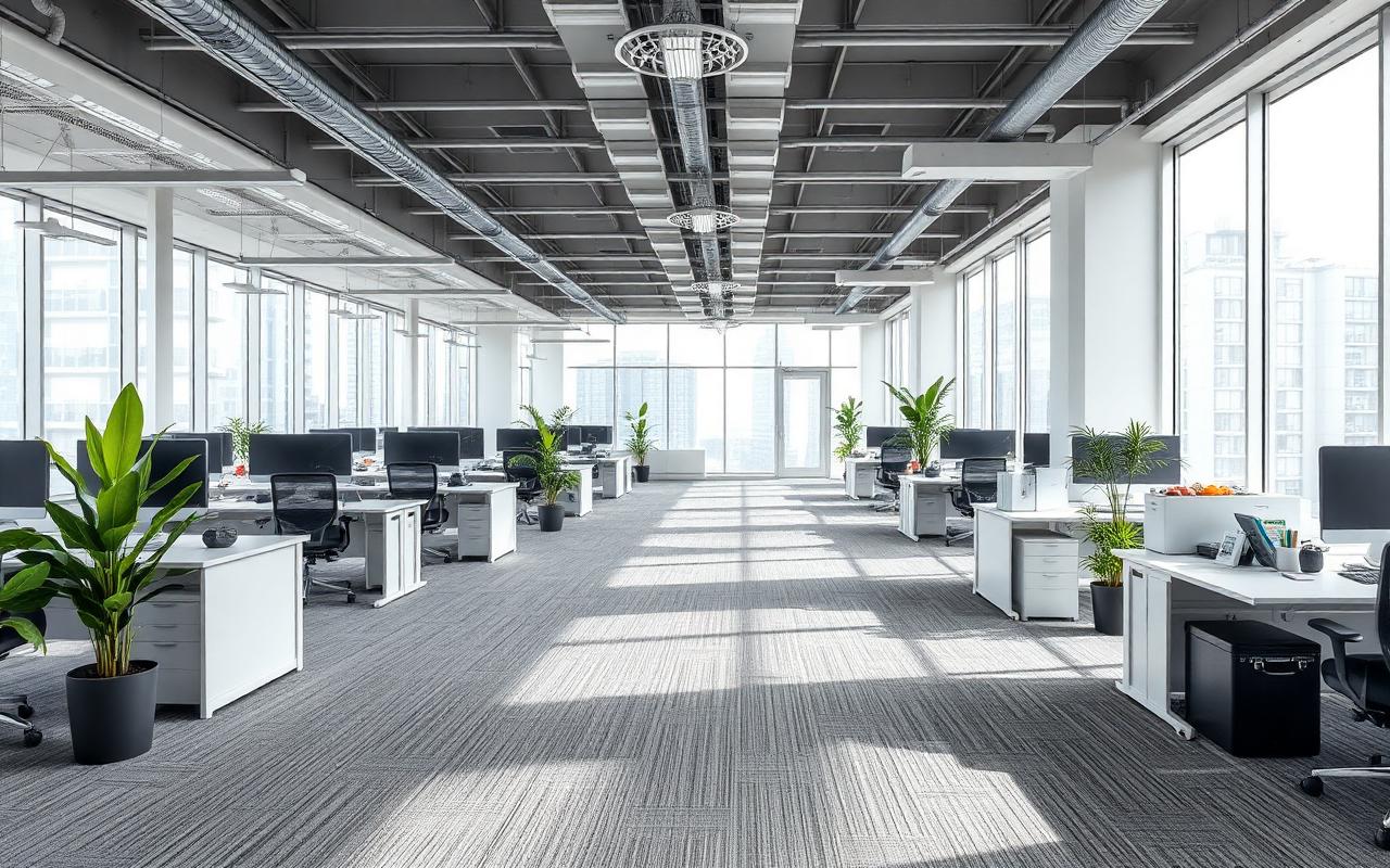 Kobercové čtverce v moderní open-space kanceláři